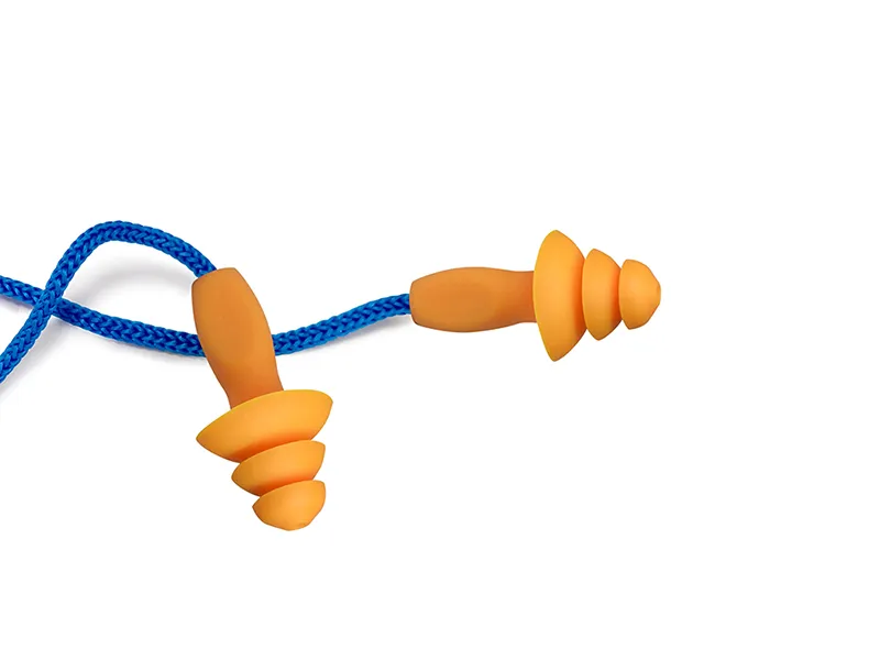 EarGuard Class 2 reusable corded ear plugs, orange TPR plug on a blue cord